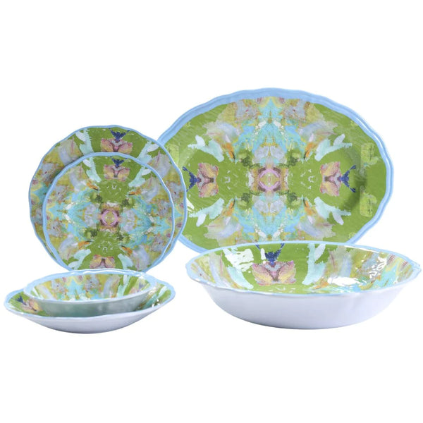 Stained Glass Green Melamine Dinnerware