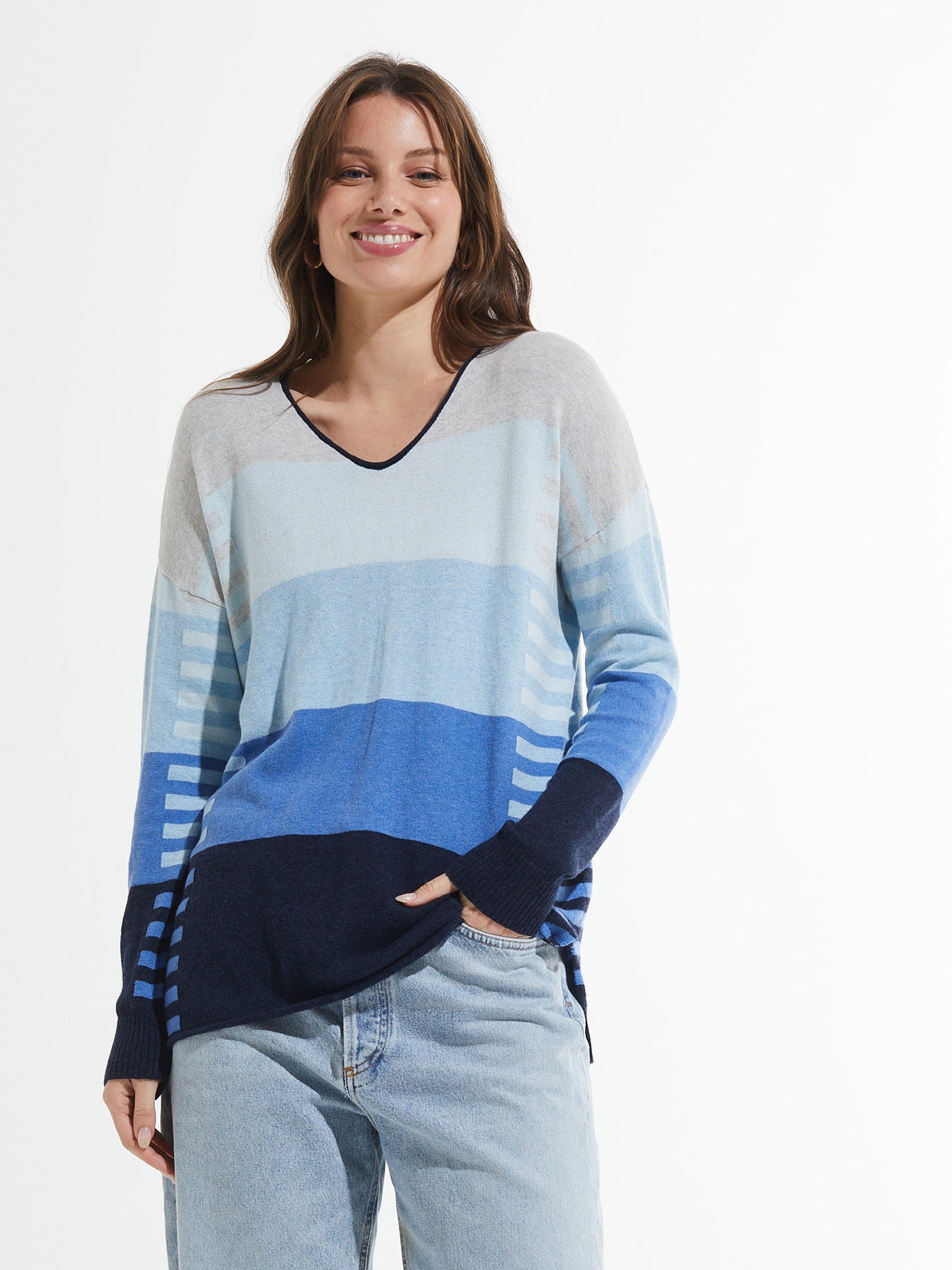 Vanessa Blue Striped Sweater