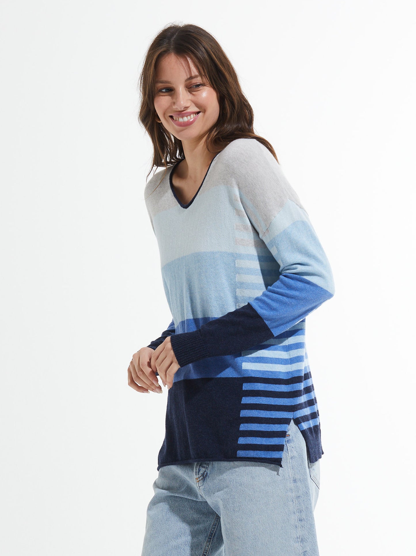 Vanessa Blue Striped Sweater