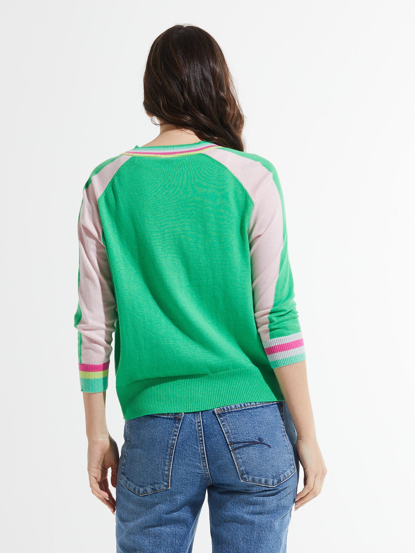 Noel Pink Stripe Cardigan Sweater