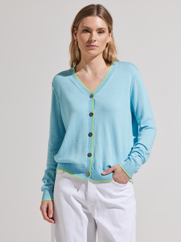 Suzy Soft Aqua Essential Cardigan Sweater