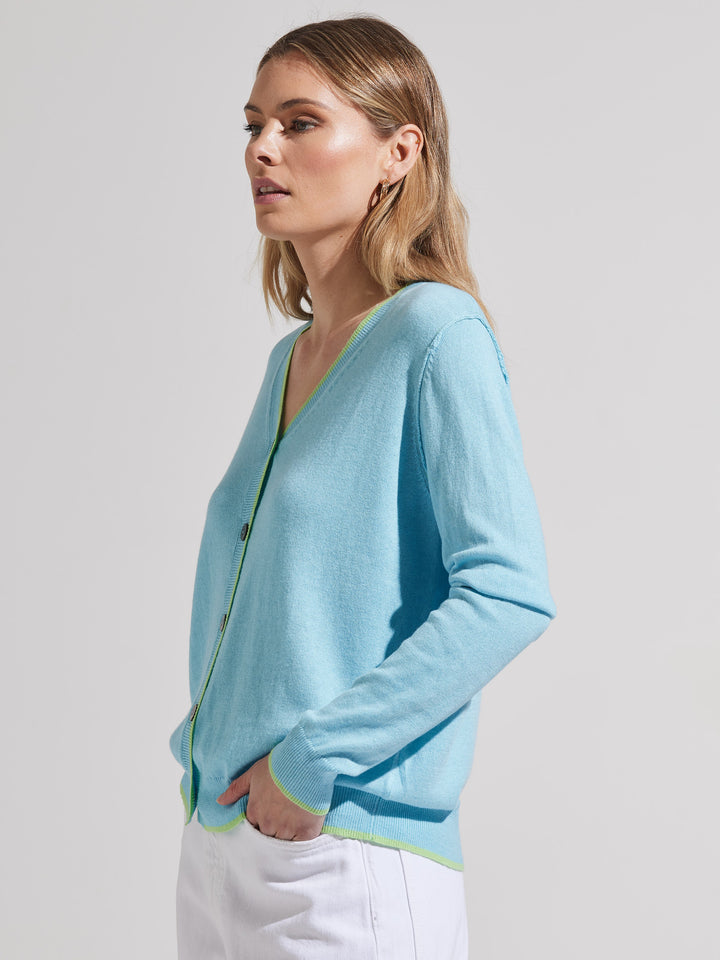 Suzy Soft Aqua Essential Cardigan Sweater