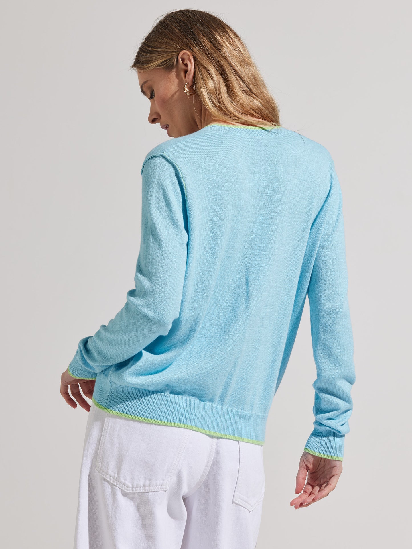 Suzy Soft Aqua Essential Cardigan Sweater