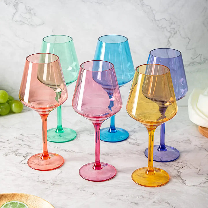 Colored Acrylic Wine Glasses Set/6