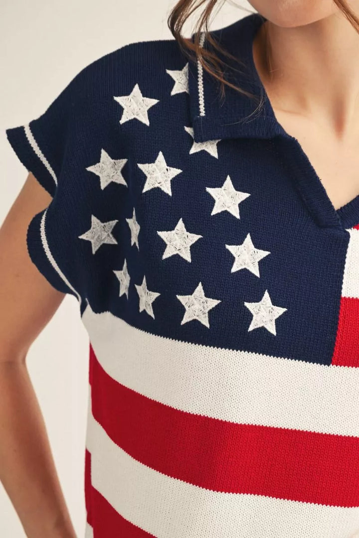 Liberty American Flag Sweater Top