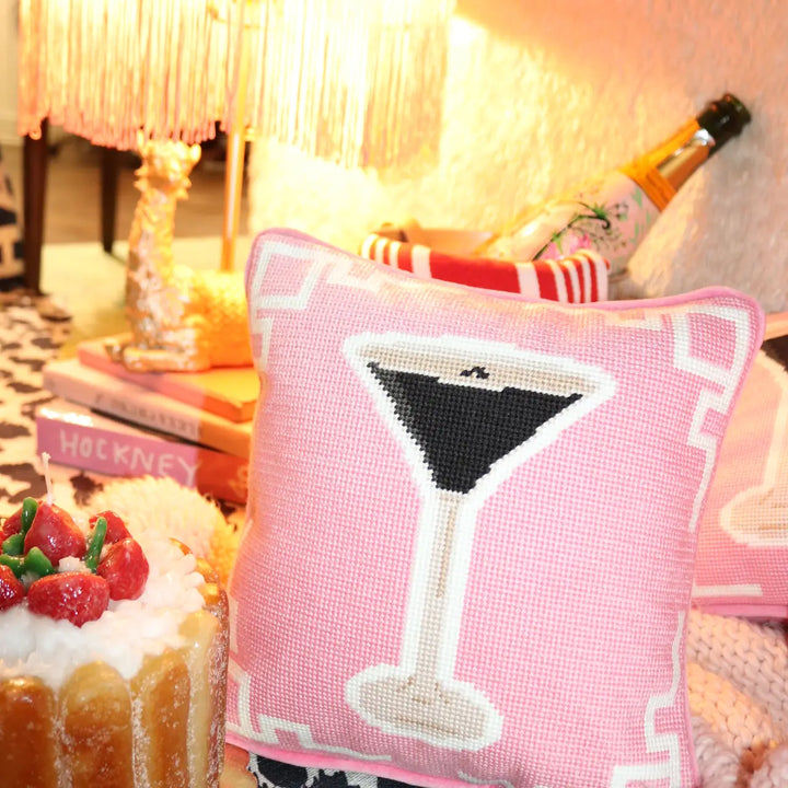 Square Cocktail Needlepoint Pillow