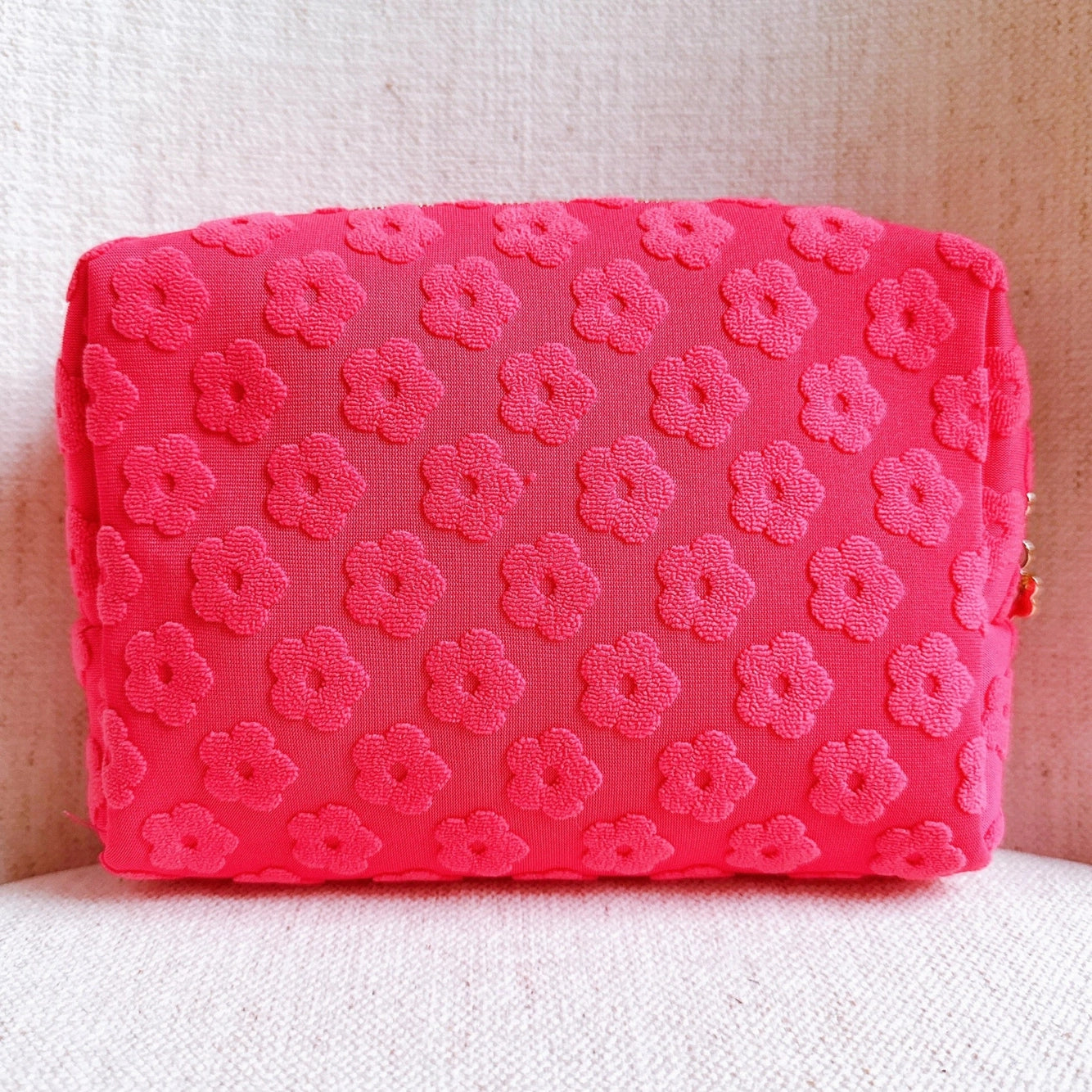 Embossed Daisy Cosmetic Pouch