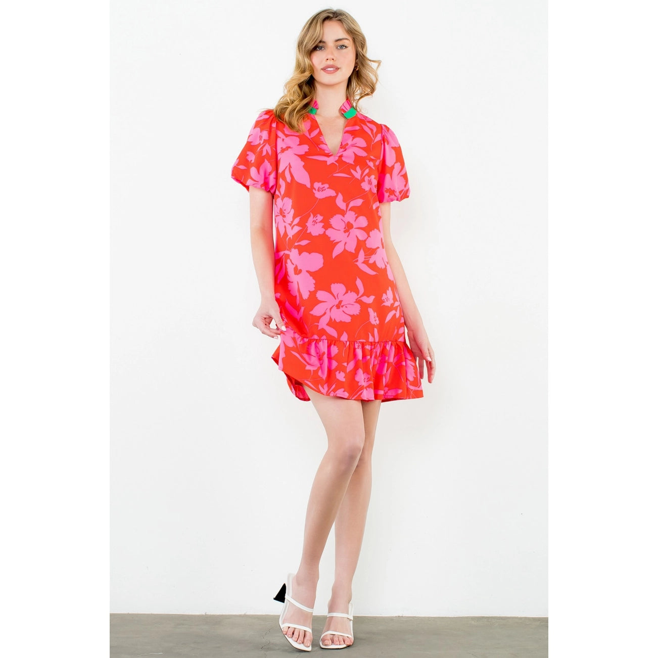 Barbara Pink & Red Floral Dress