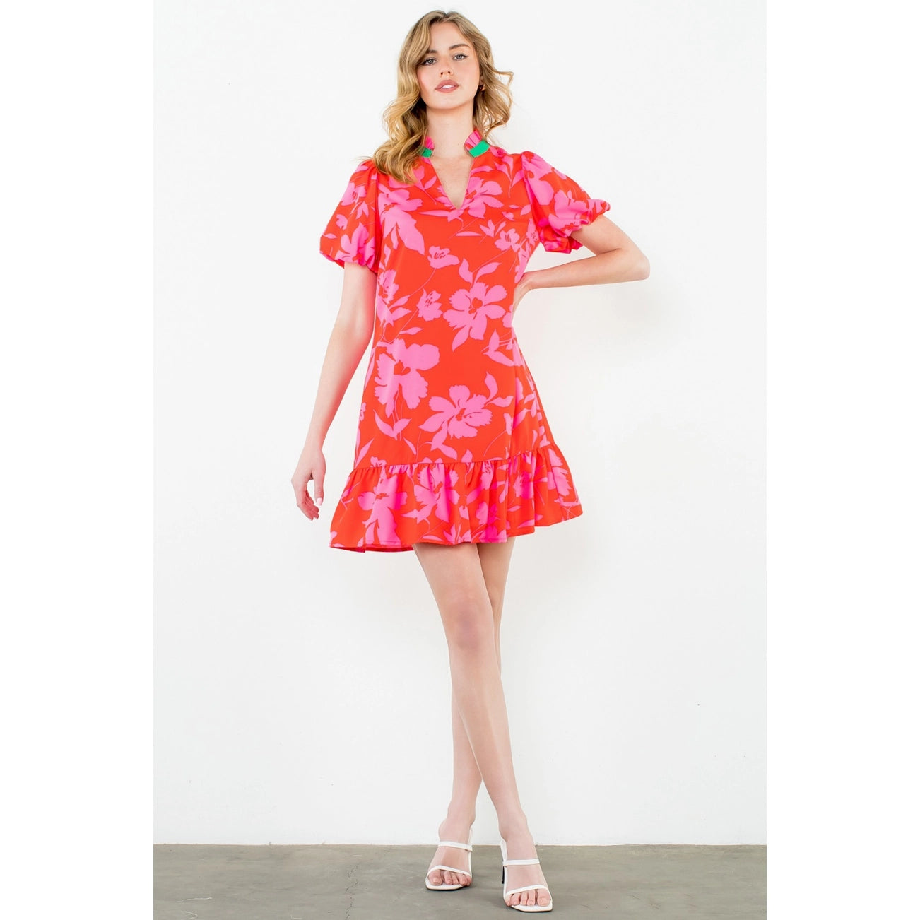Barbara Pink & Red Floral Dress