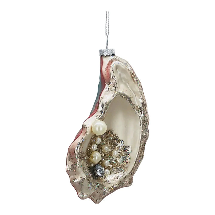 Pearl Encrusted Oyster Ornament