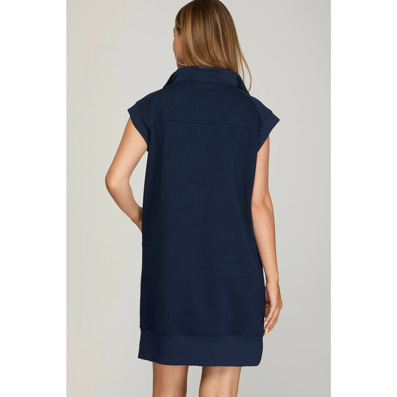 KT Textured Half Zip Sleeveless Dress