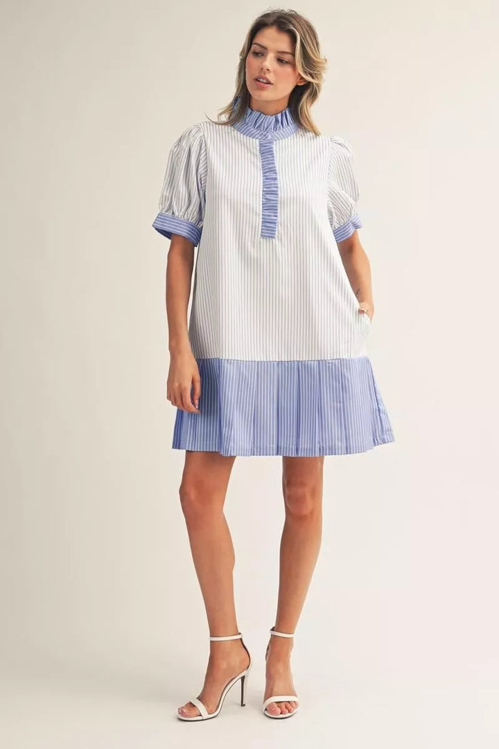 Jane Blue & White Striped Dress