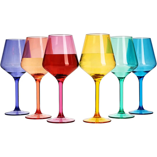 Colored Acrylic Wine Glasses Set/6