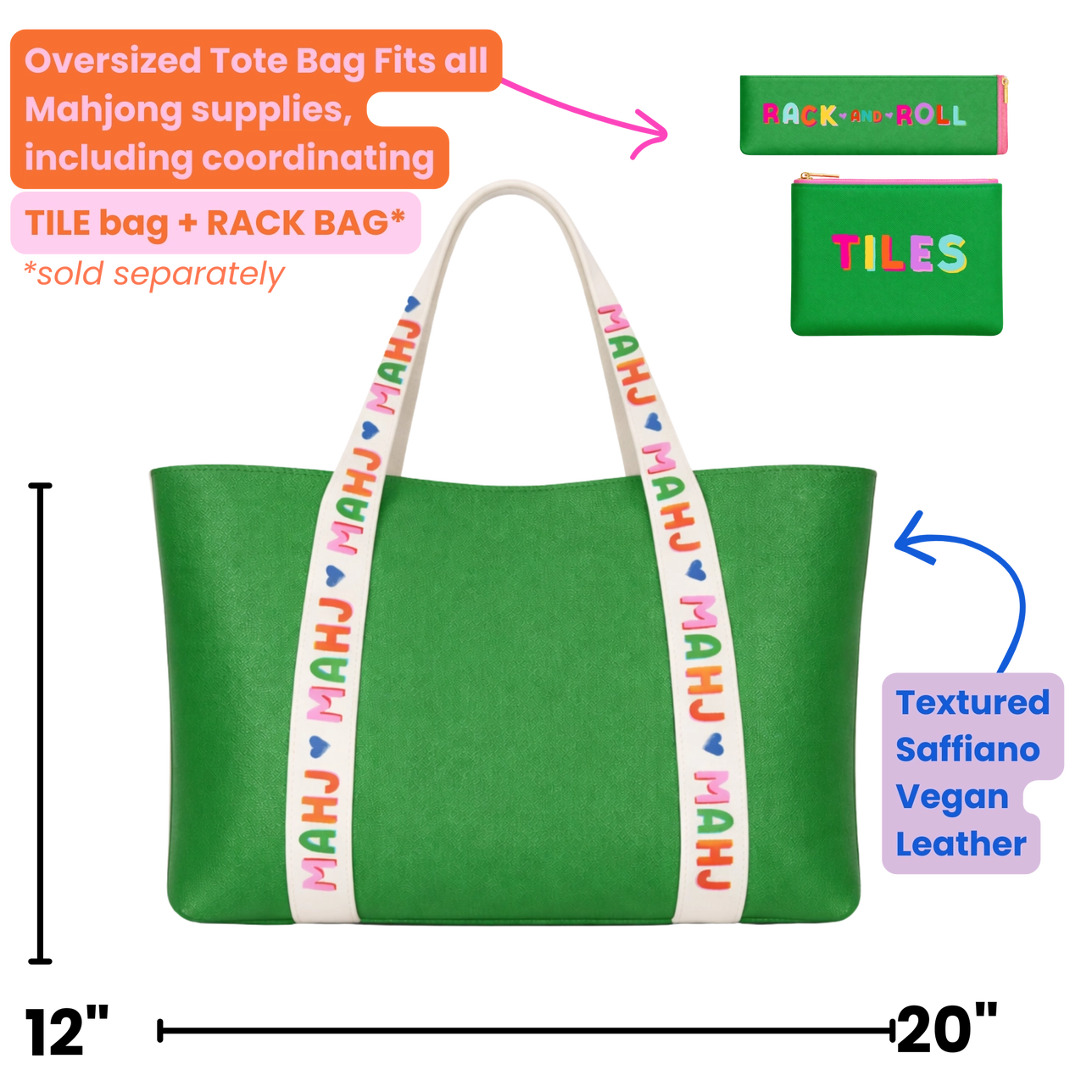 Green Mahjong Tote Bag