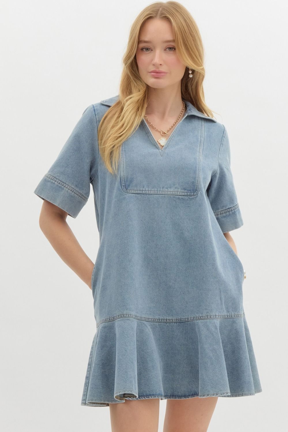 Farrah Denim Flare Hem Dress