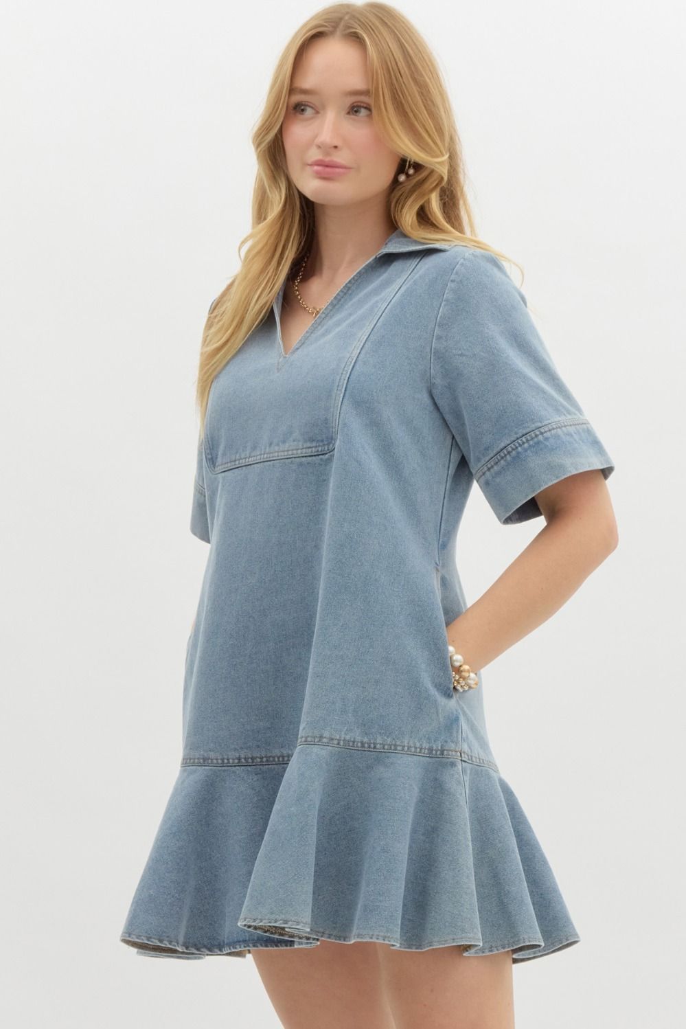 Farrah Denim Flare Hem Dress