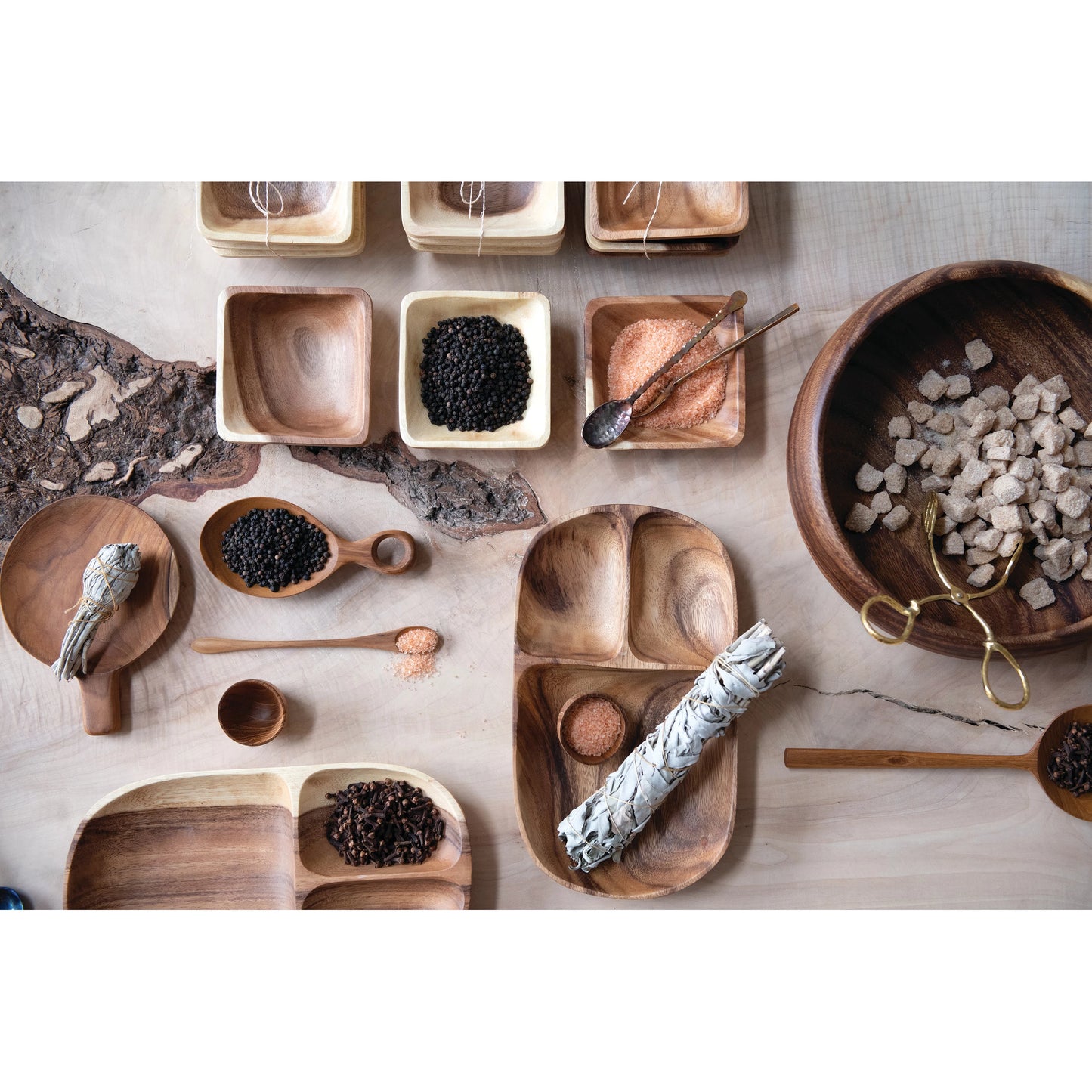 Square Acacia Wood Dish