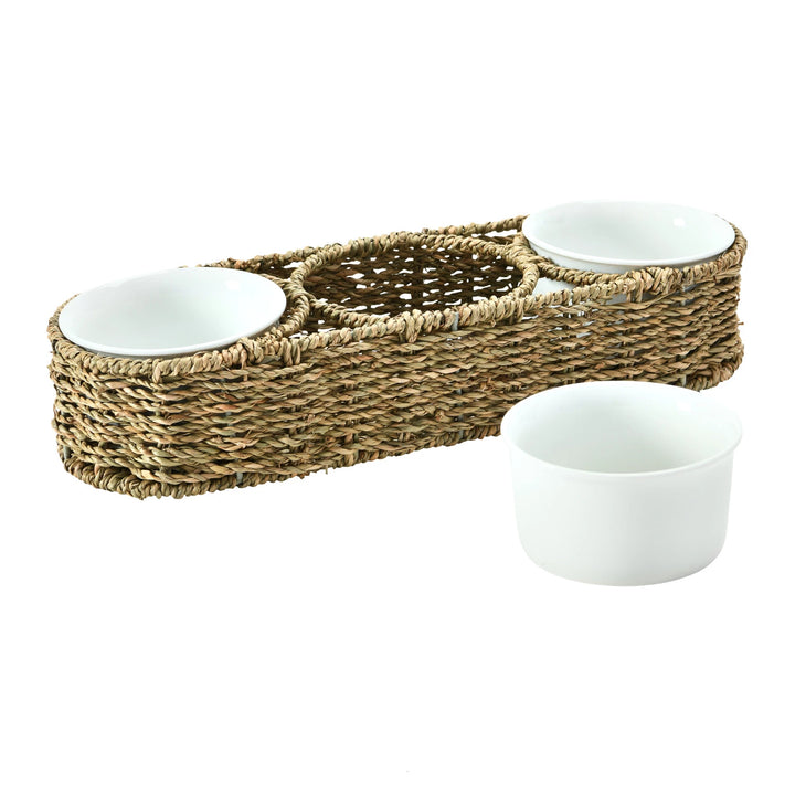 Triple Bowl Set in Woven Basket