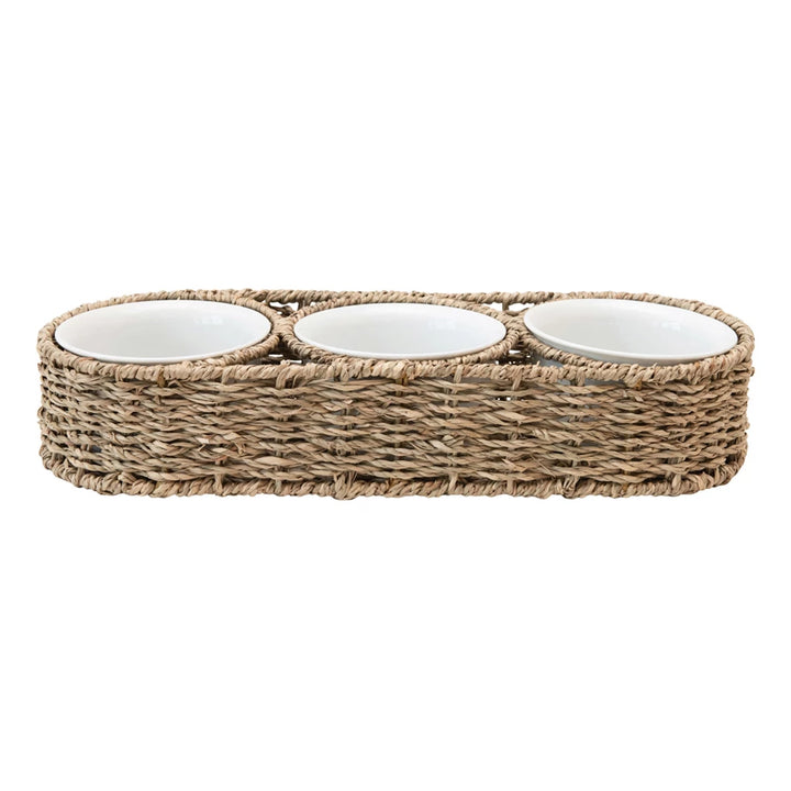 Triple Bowl Set in Woven Basket