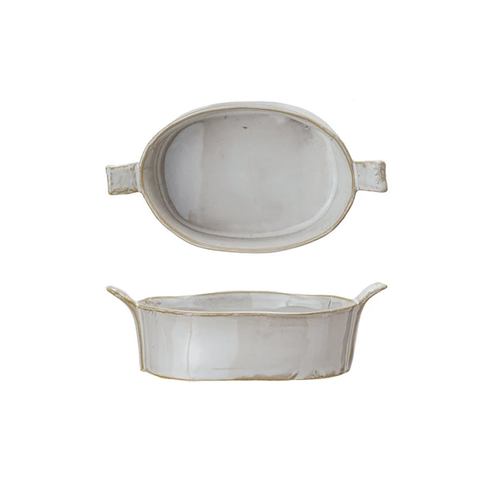 Soft White Oval Stoneware Mini Baker