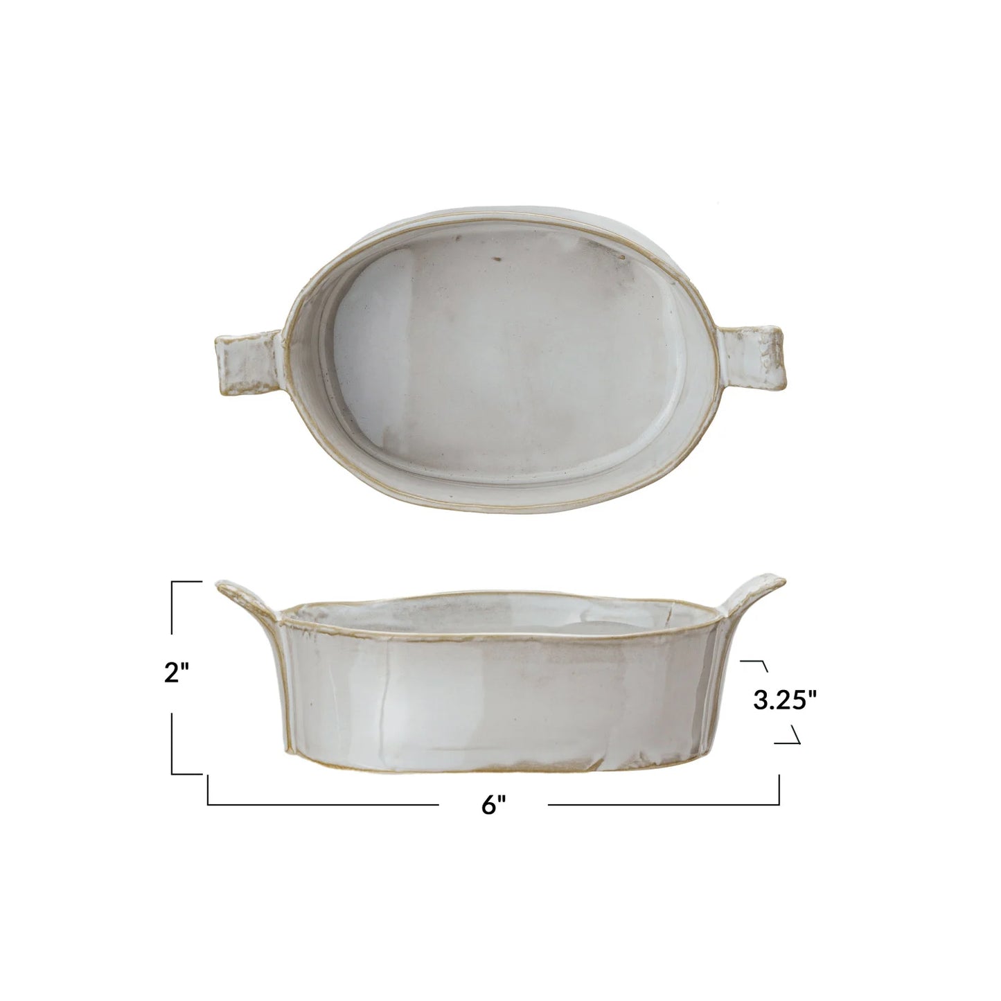 Soft White Oval Stoneware Mini Baker