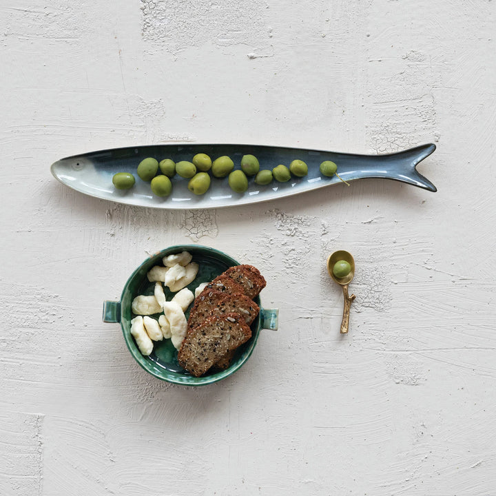 Green Round Stoneware Baker