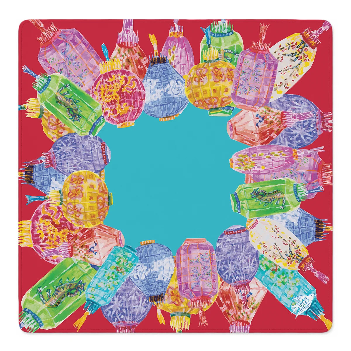 Lanterns on Red Mahjong Mat