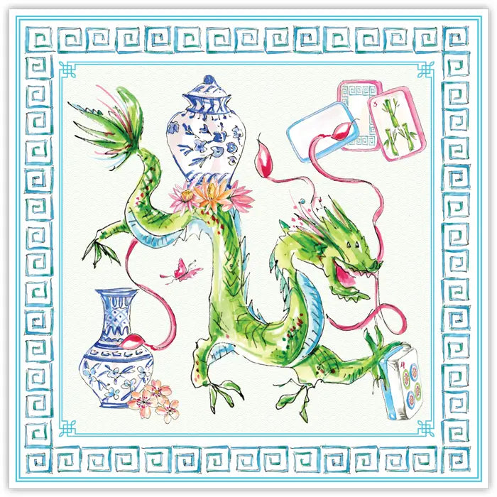 Mahjong Dragon Square Paper Placemats
