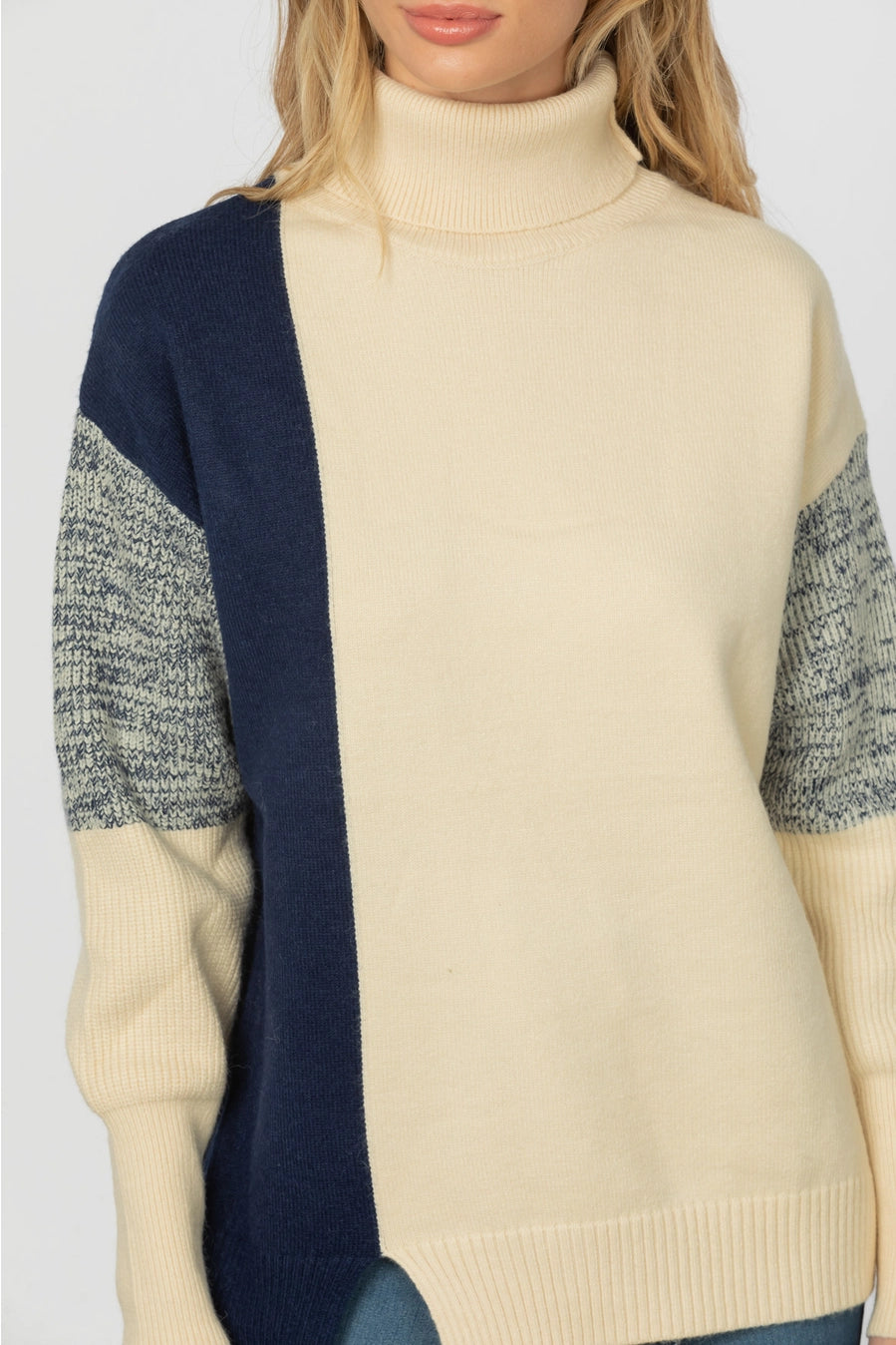 Navy & Camel Colorblock Sweater
