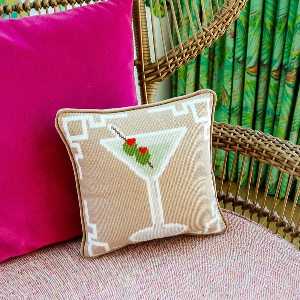 Square Cocktail Needlepoint Pillow