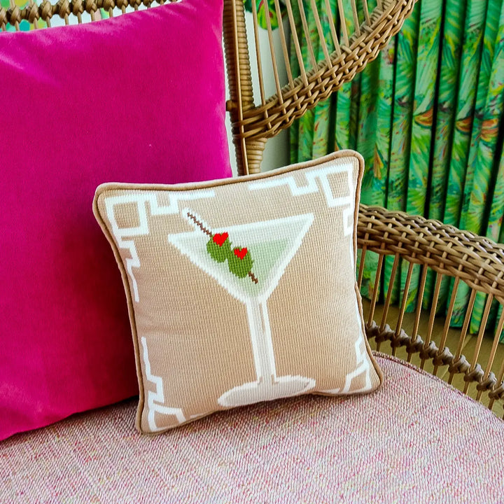 Square Cocktail Needlepoint Pillow