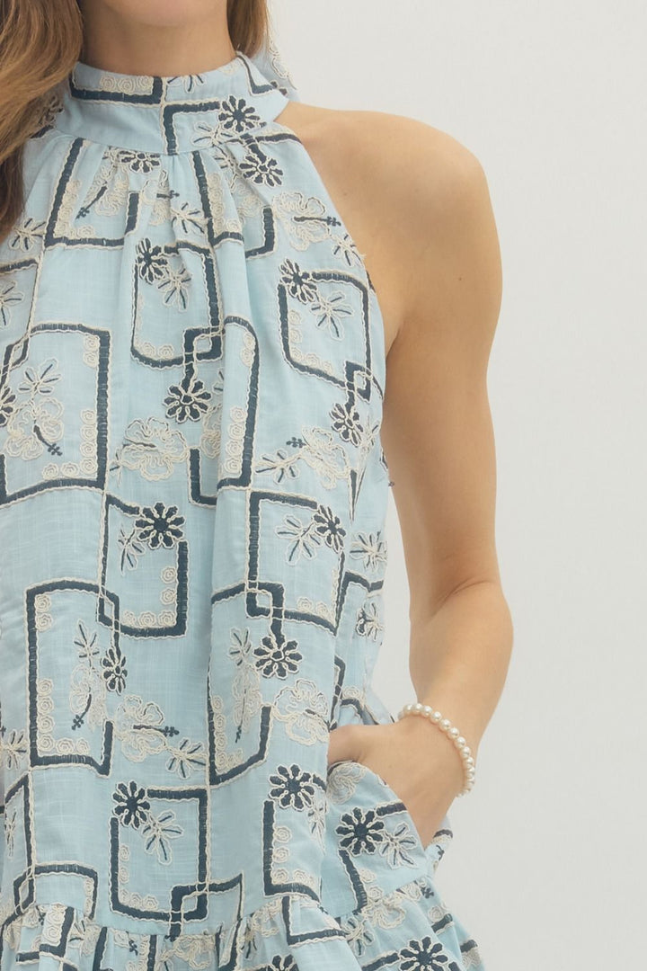 Joia Embroidered Mini Dress