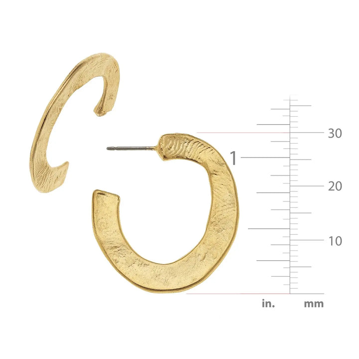 Small Gold Handcast Oval Hoops
