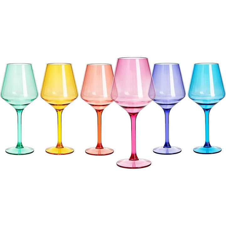 Colored Acrylic Wine Glasses Set/6