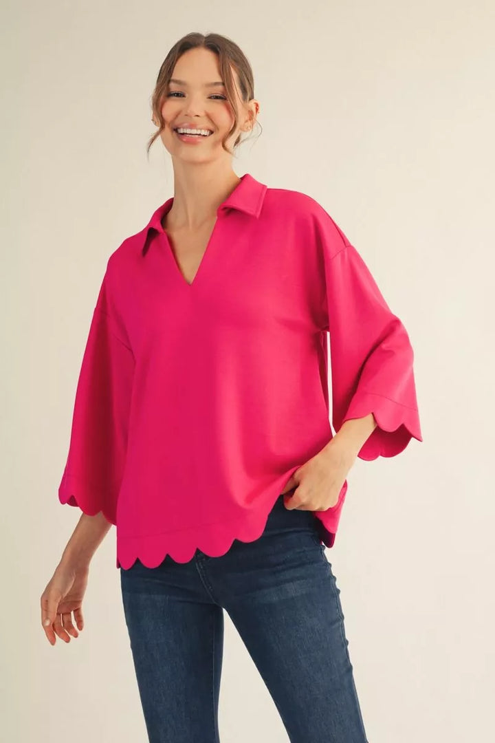 Isabelle Scalloped Knit Top