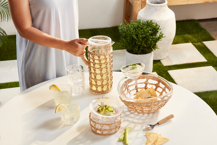 Rattan Acrylic Chiller Bowl Set