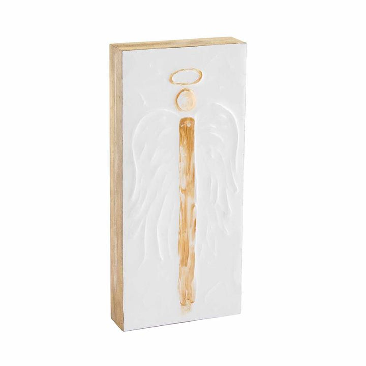 Tall Gold Angel Wood Block Art