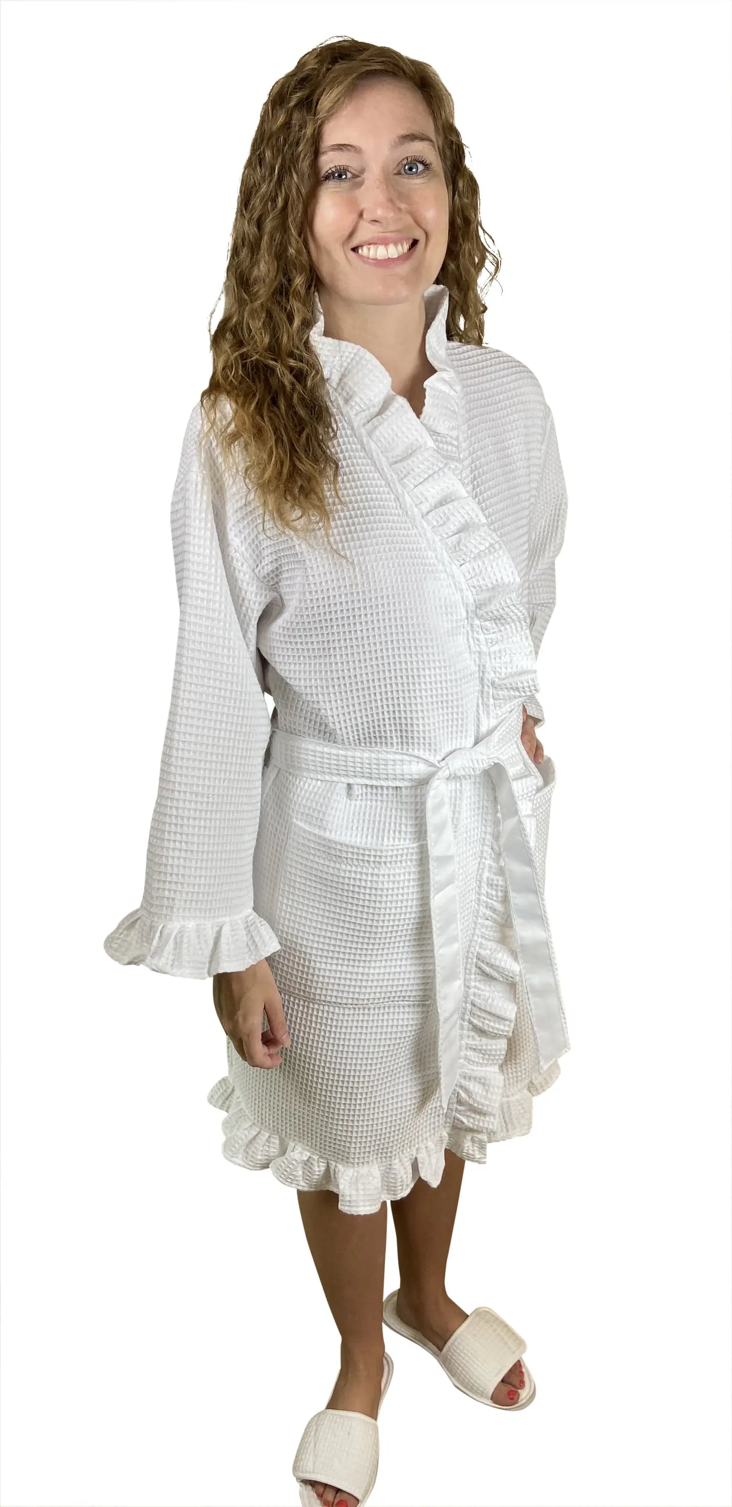 Ruffle Edge Waffle Robe (One Size Fits Most)