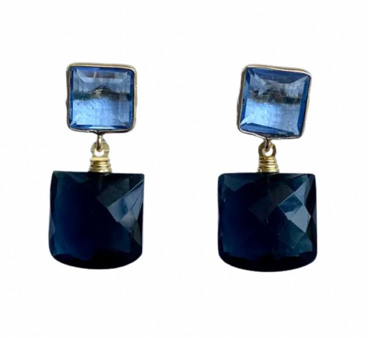 Newport Double Square Stone Earrings