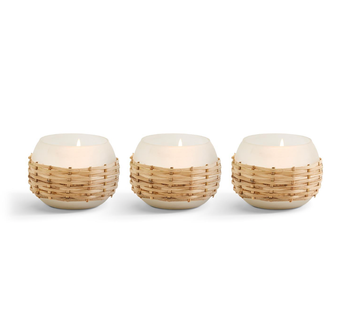 Frosted Cane Weave Candle