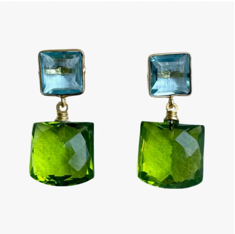 Newport Double Square Stone Earrings