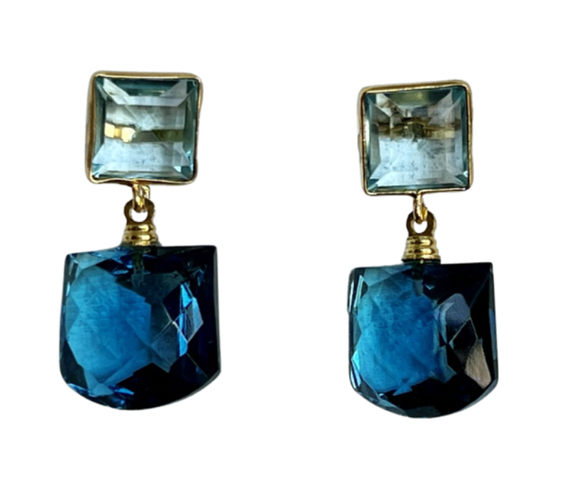 Newport Double Square Stone Earrings