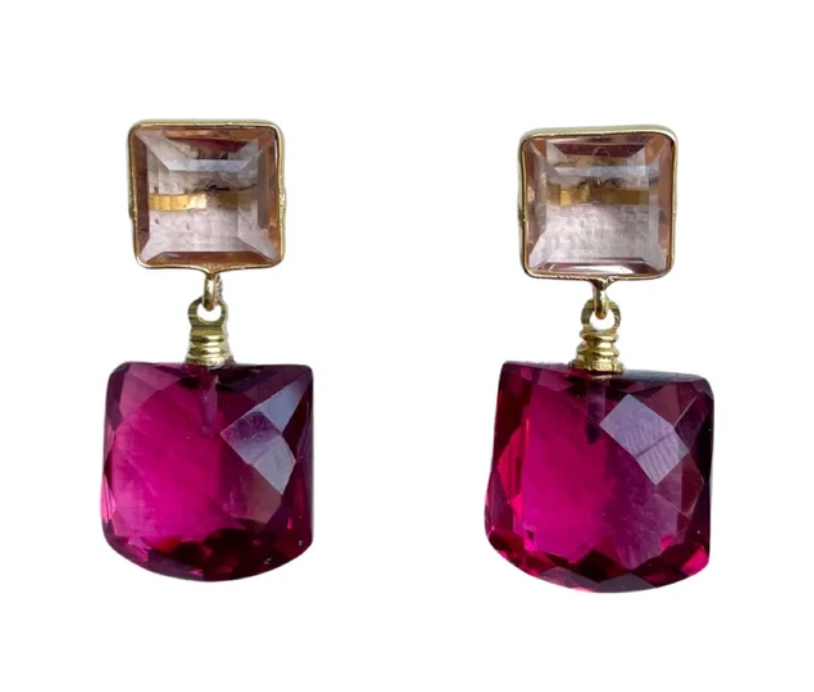 Newport Double Square Stone Earrings