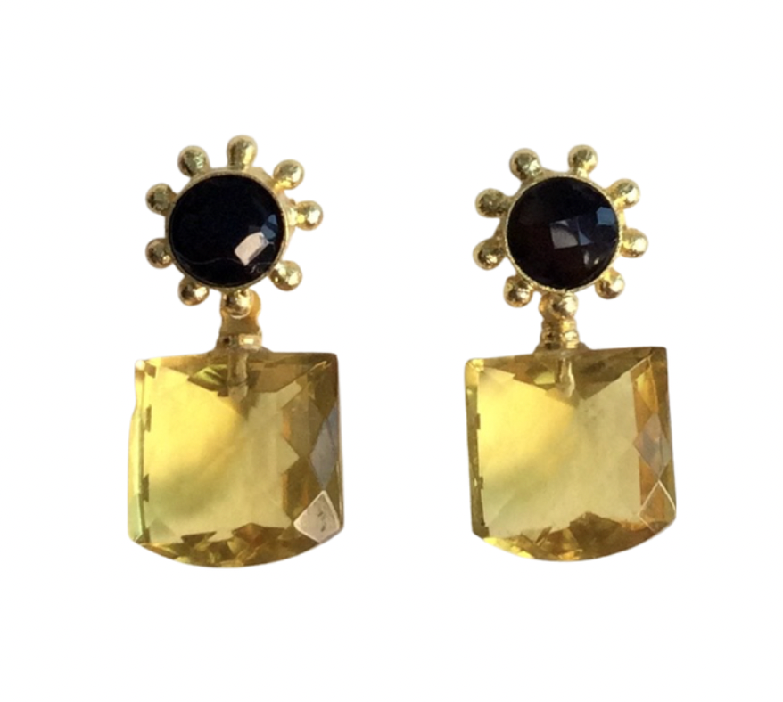 Jules Stud with Square Stone Earrings