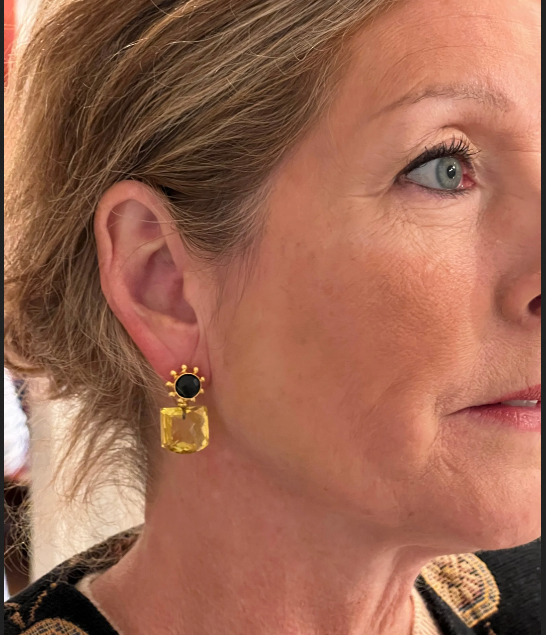 Jules Stud with Square Stone Earrings