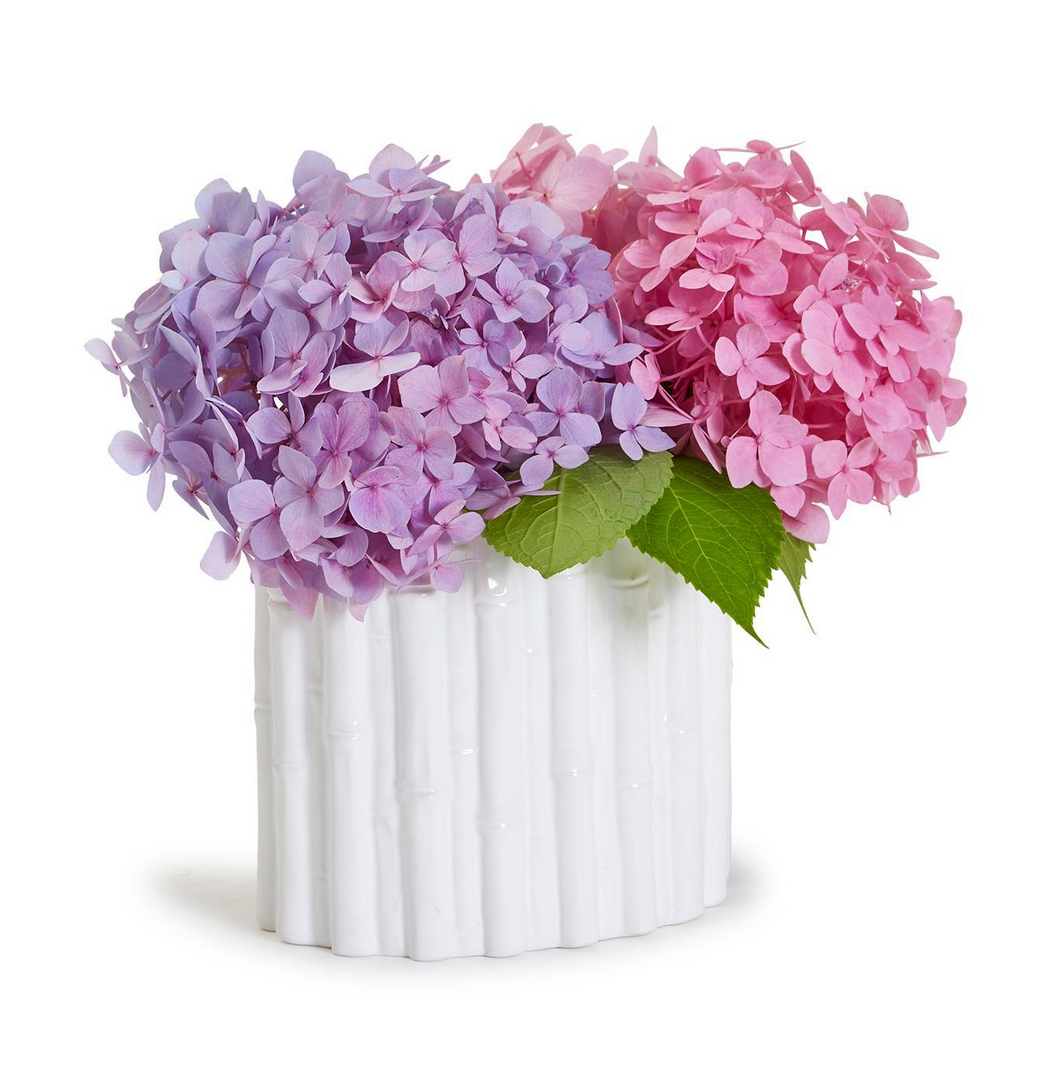 Oval White Ceramic Bamboo Cachepot