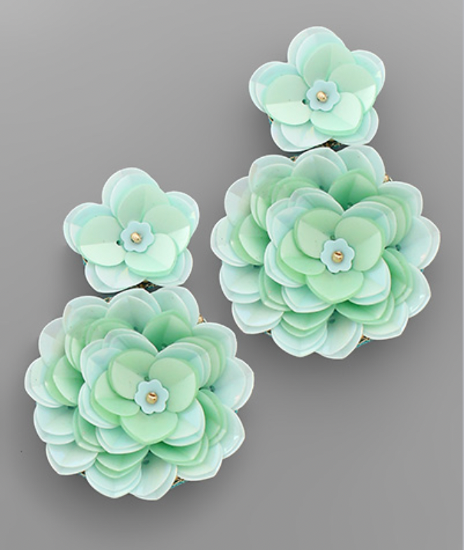 Double Sequin Flower Earrings