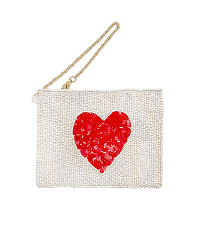 Love Themed Beaded Pouch