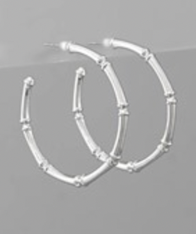 Gold Bamboo Style Hoop Earrings
