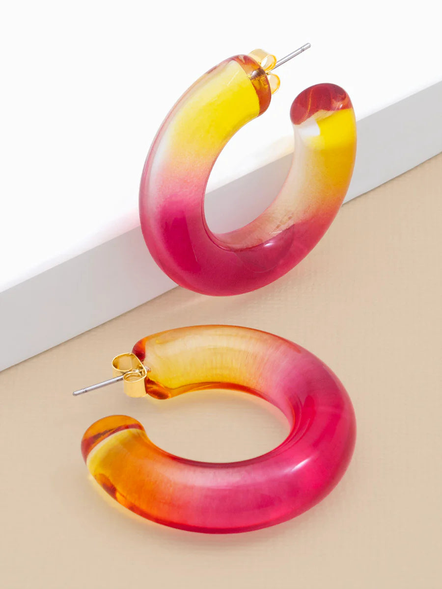 Resin Ombre Thick Hoop Earrings